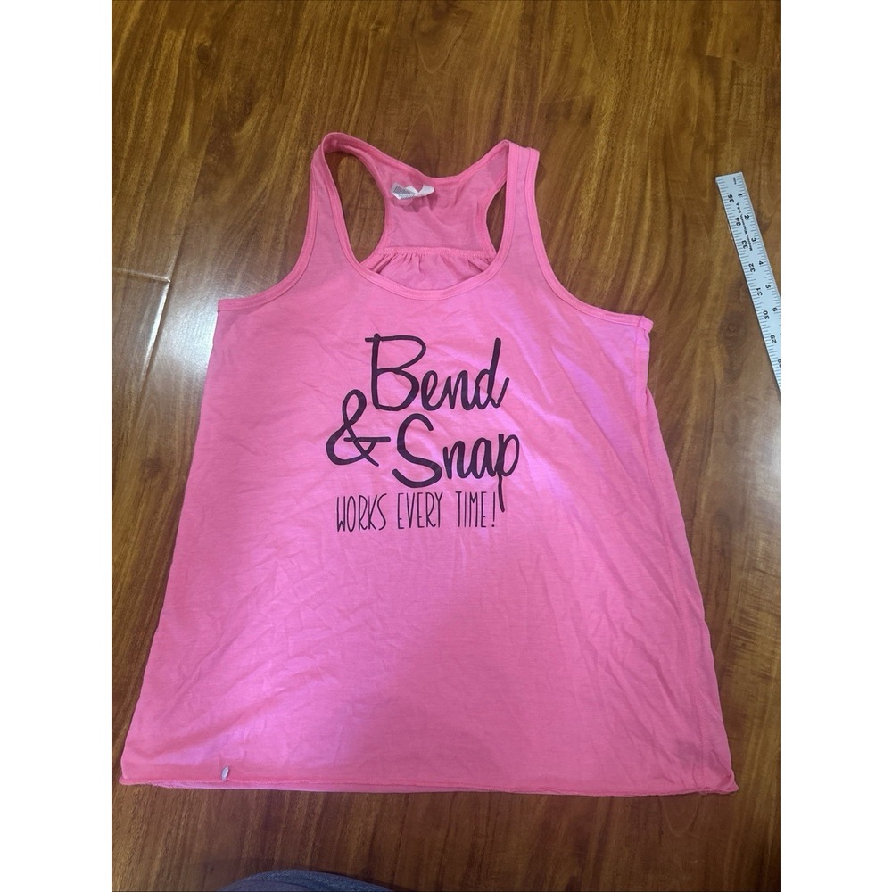 BELLA "Planks Well With Others" Tank Tee T Shirt Hot Pink Activewear Medium! M